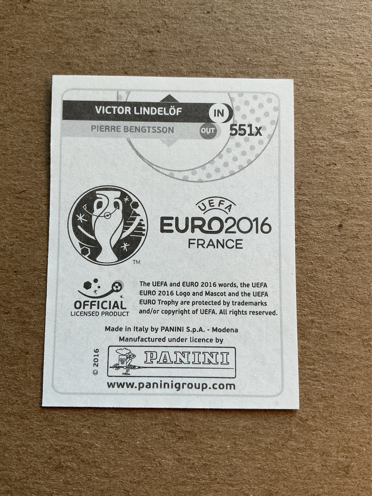 Victor Lindelöf, Sweden 🇸🇪 UEFA Euro 2016 Panini hand signed