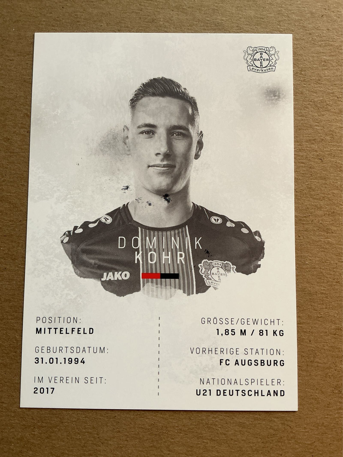 Dominik Kohr, Germany 🇩🇪 Bayer 04 Leverkusen 2018/19 hand signed