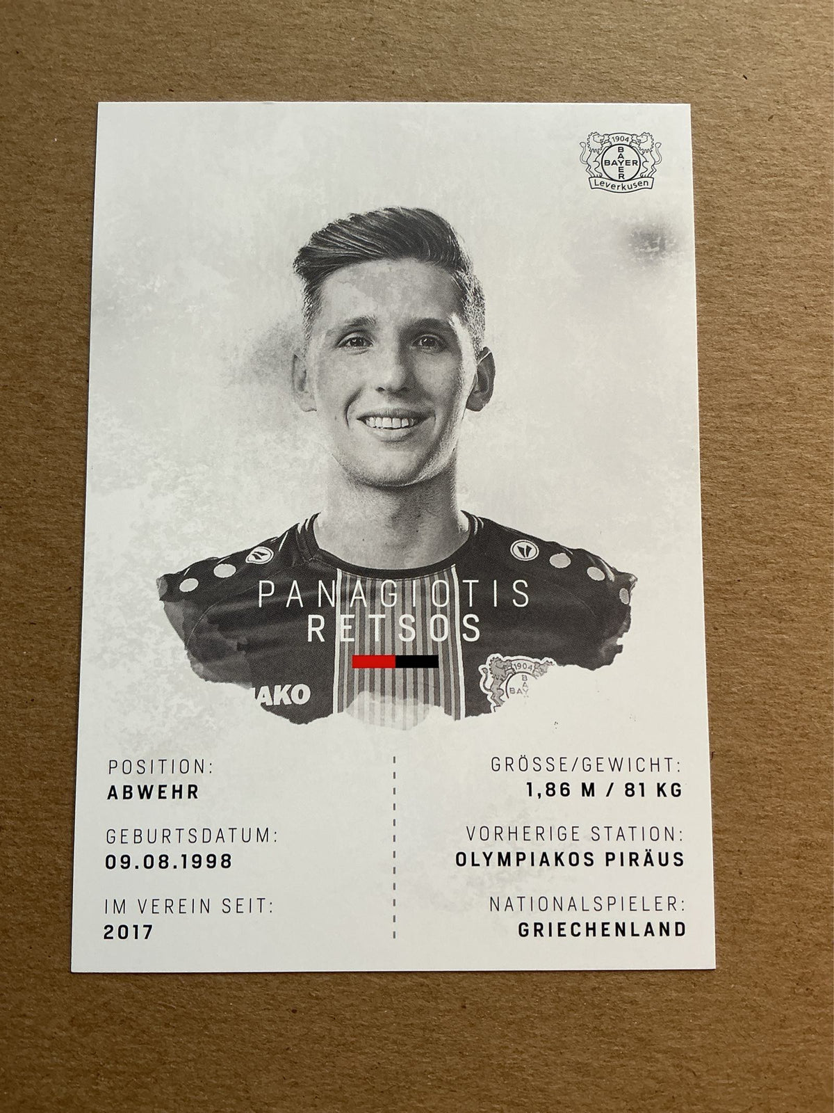 Panagiotis Retsos, Greece 🇬🇷 Bayer 04 Leverkusen 2018/19 hand signed