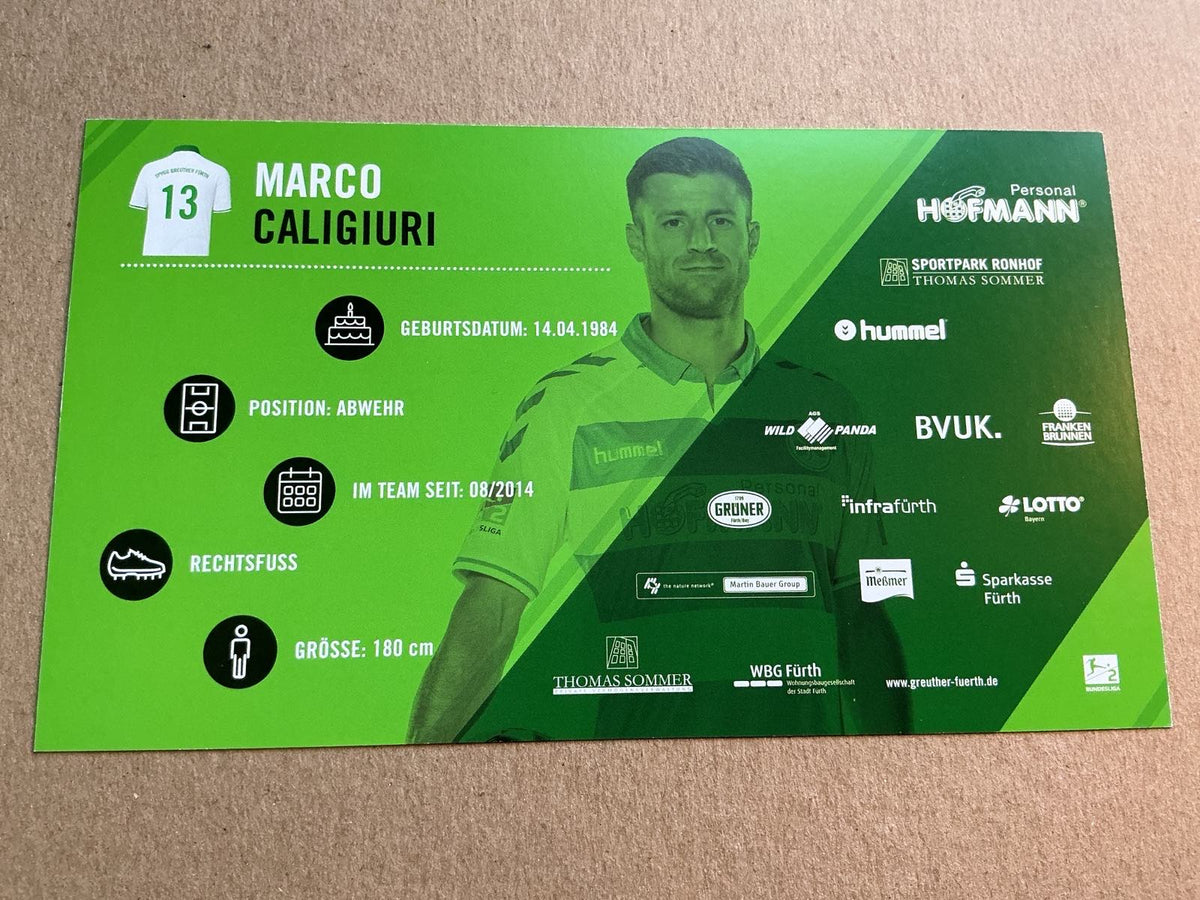 Marco Caligiuri, Germany 🇩🇪 SpVgg Greuther Fürth 2018/19 hand signed