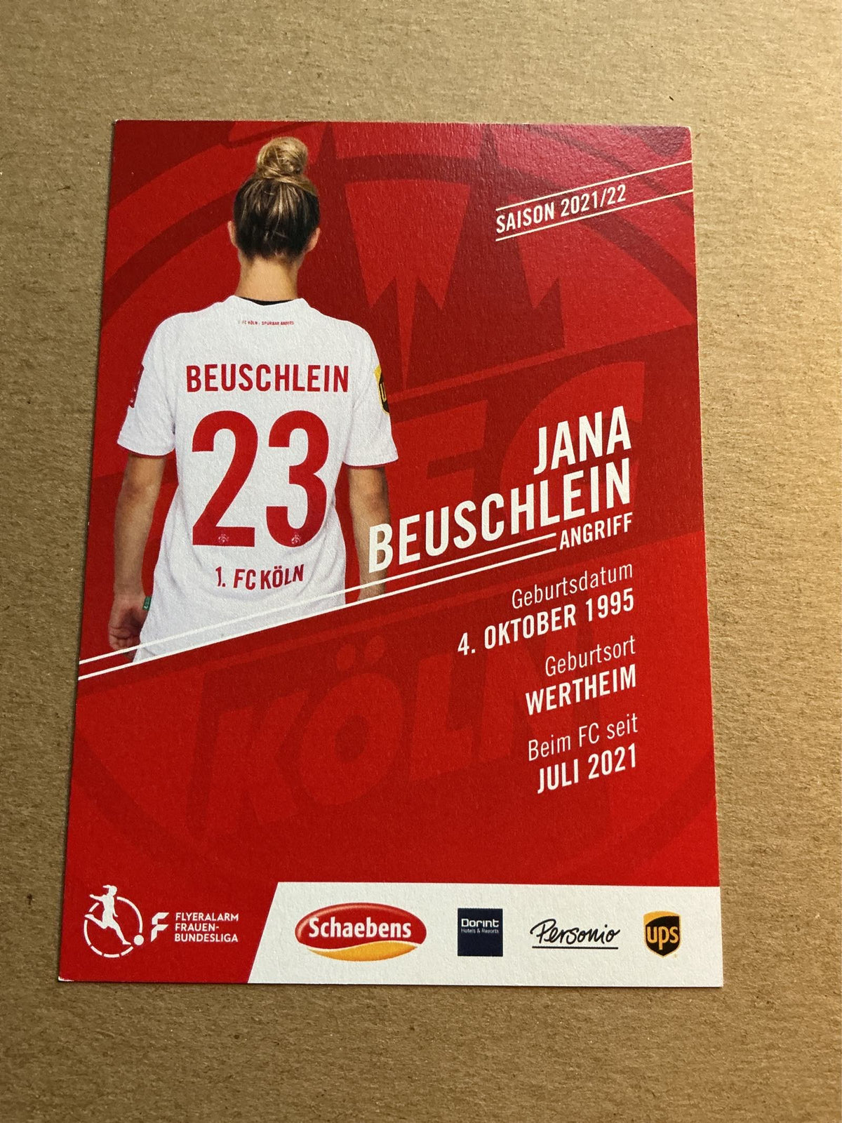 Jana Beuschlein, Germany 🇩🇪 1.FC Köln 2021/22 hand signed