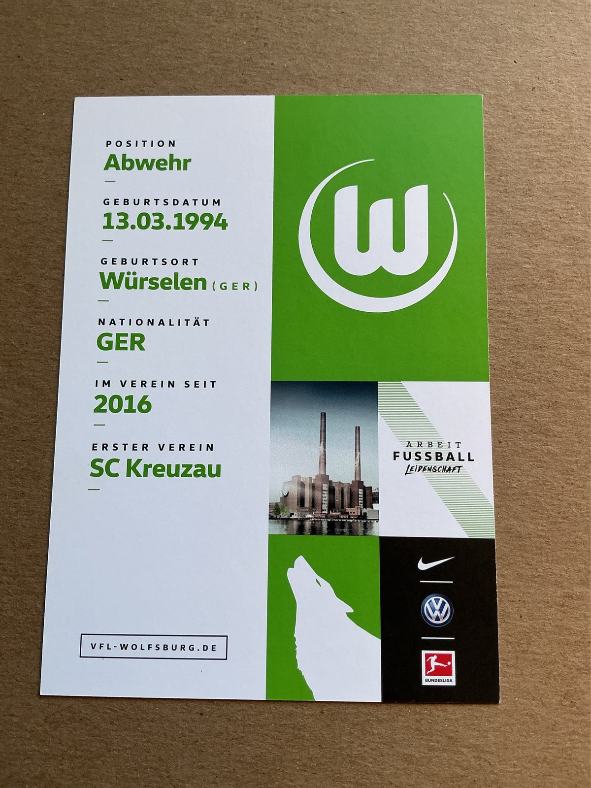 Yannick Gerhardt, Germany 🇩🇪 VfL Wolfsburg 2018/19 hand signed