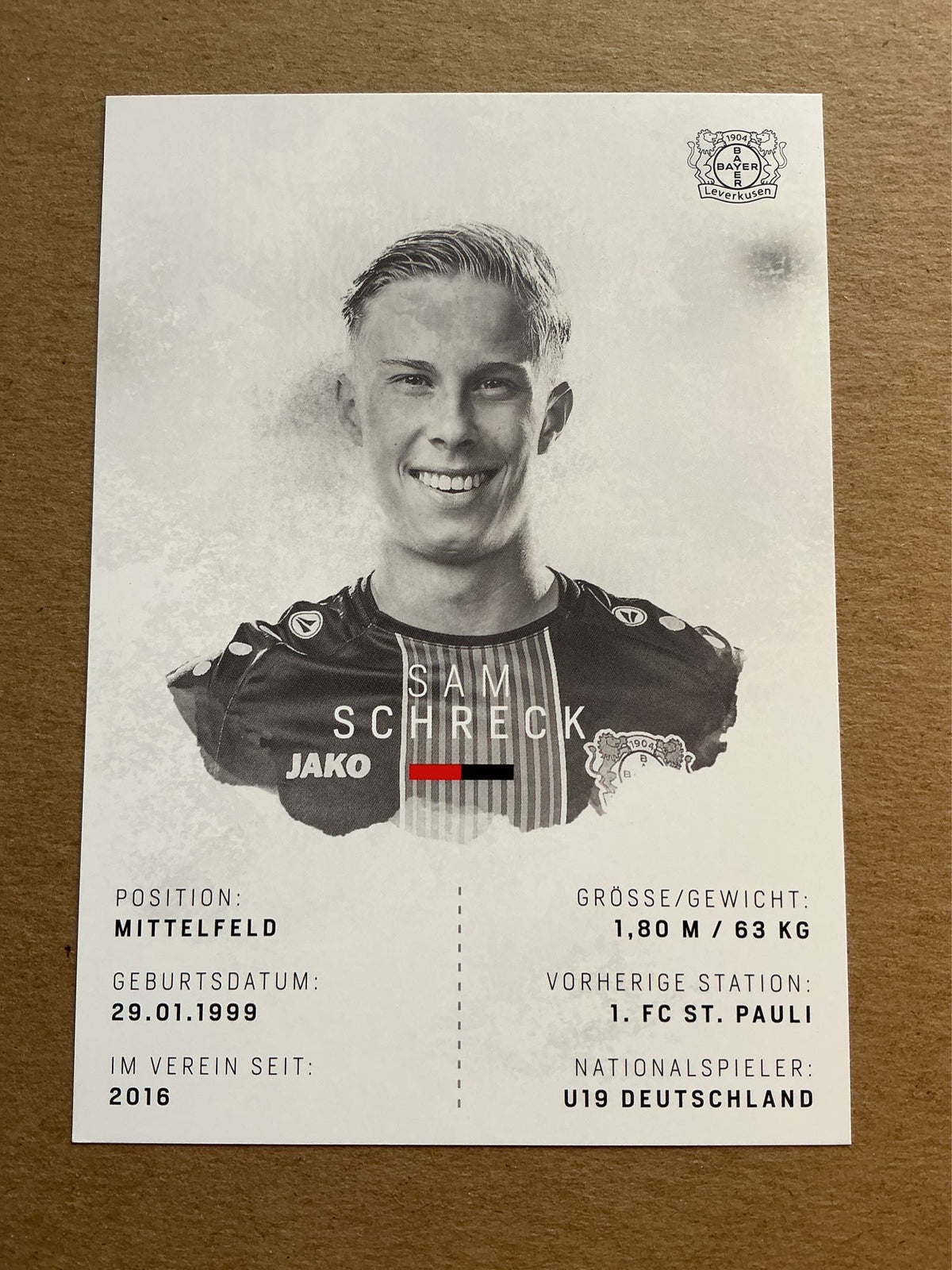 Sam Schreck, Germany 🇩🇪 Bayer 04 Leverkusen 2018/19 hand signed