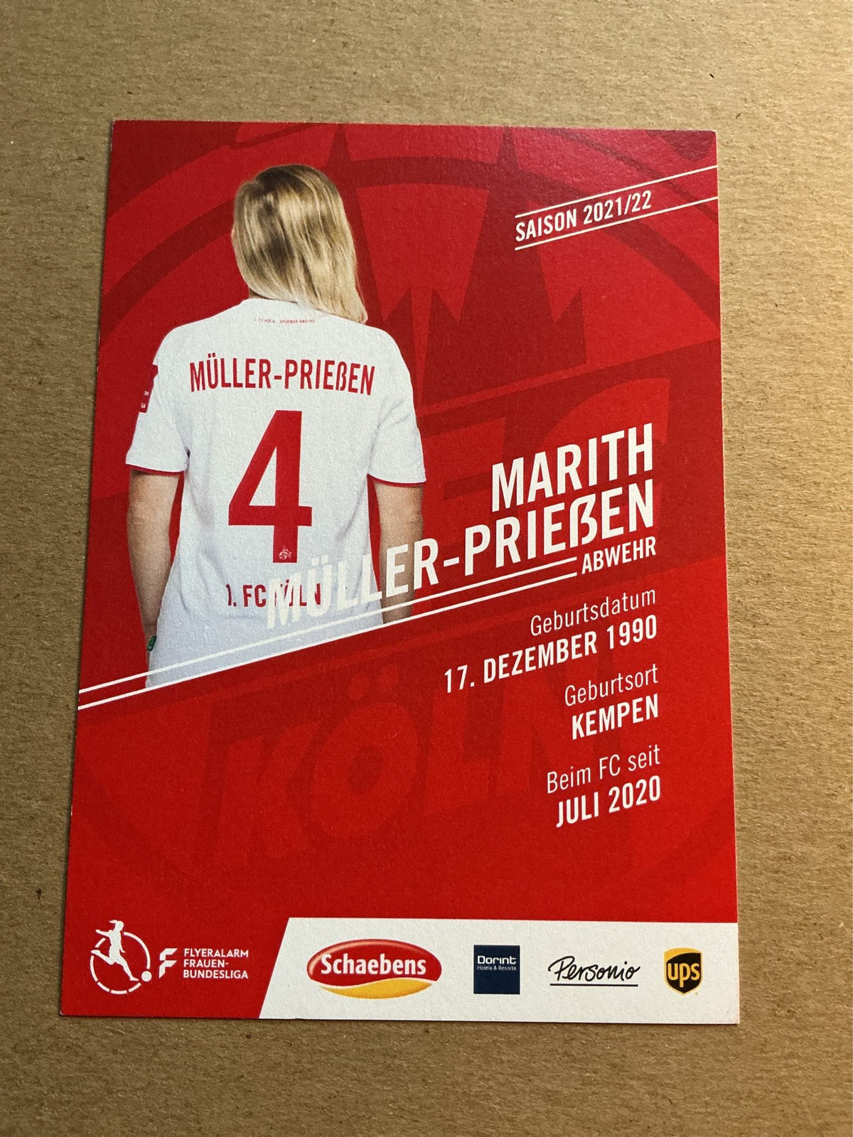 Marith Müller-Prießen, Germany 🇩🇪 1.FC Köln 2021/22 hand signed