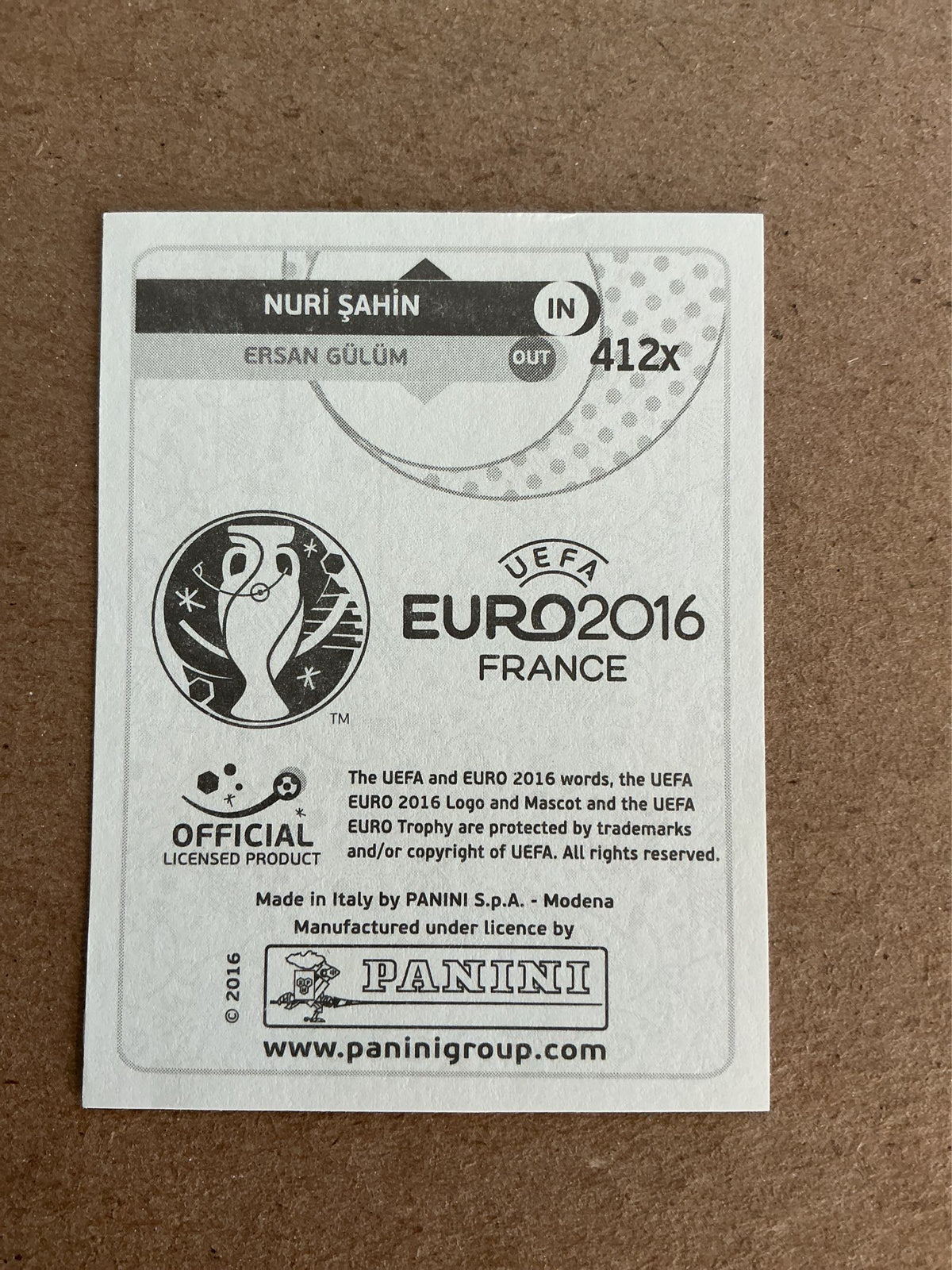 Nuri Şahin, Türkiye 🇹🇷 UEFA Euro 2016 Panini hand signed