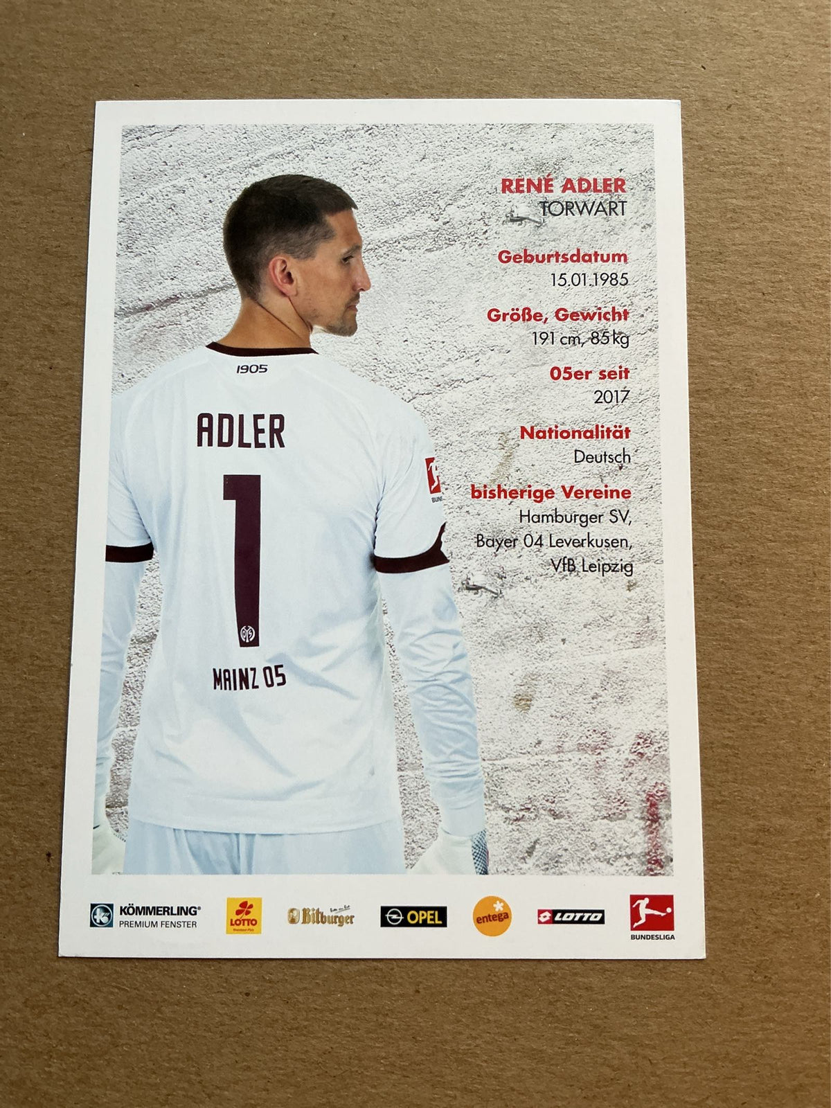 René Adler, Germany 🇩🇪 FSV Mainz 05 2018/19 hand signed