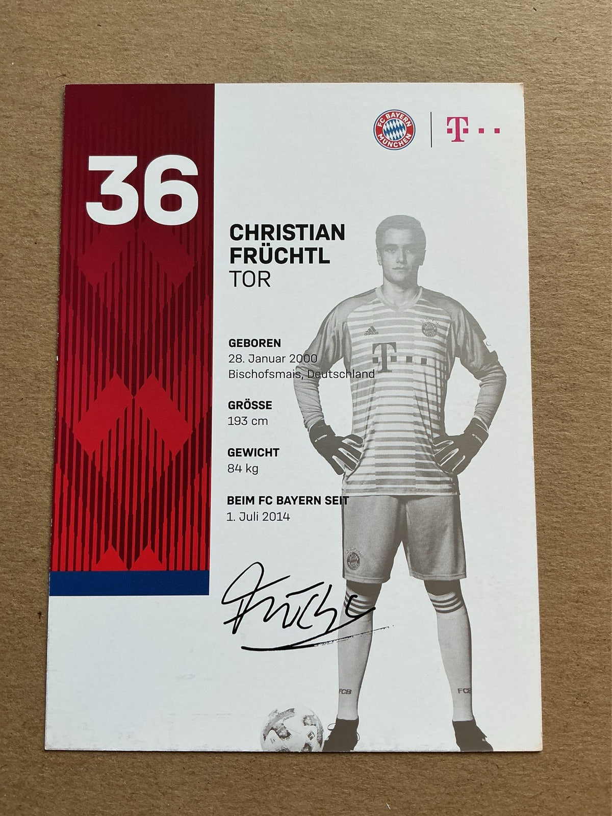 Christian Früchtl, Germany 🇩🇪 FC Bayern München 2018/19 hand signed