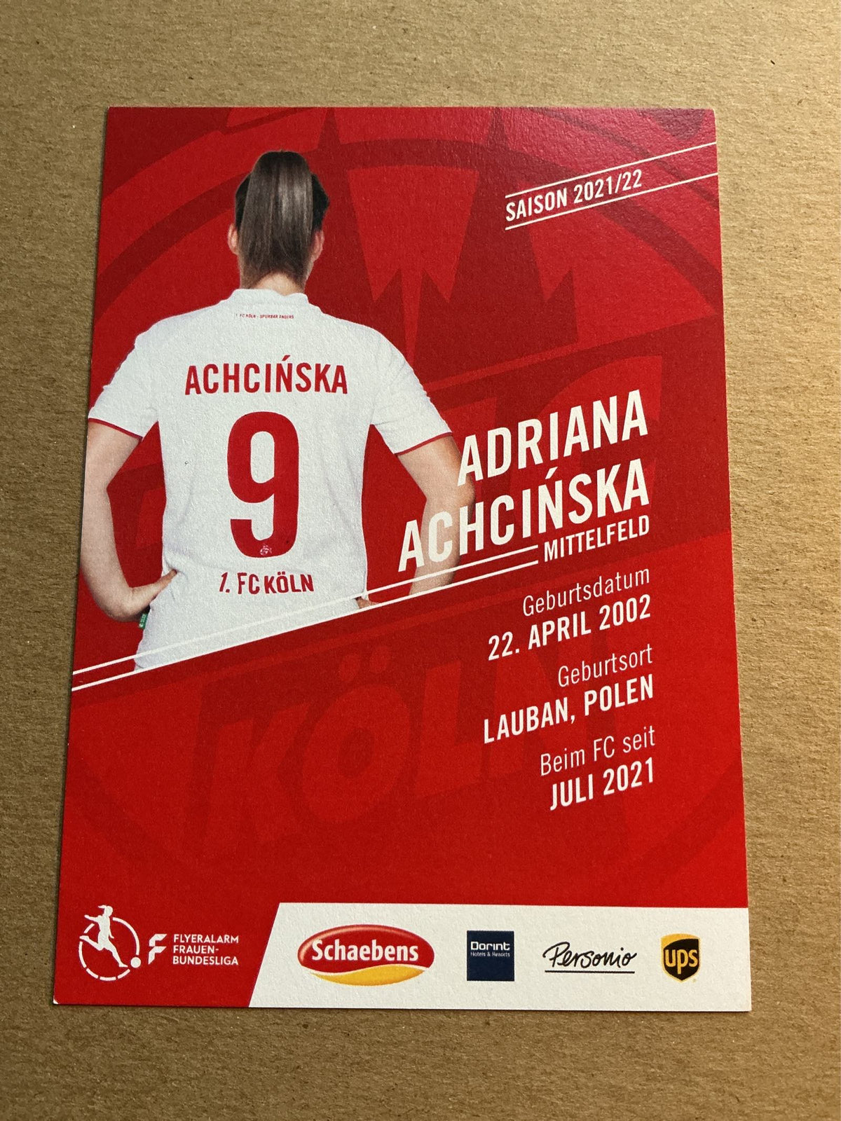 Adriana Achcińska, Poland 🇵🇱 1.FC Köln 2021/22 hand signed