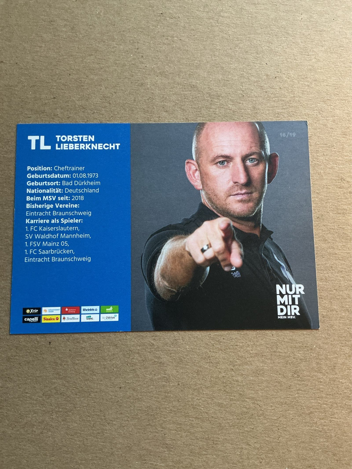 Torsten Lieberknecht, Germany 🇩🇪 MSV Duisburg 2018/19 hand signed
