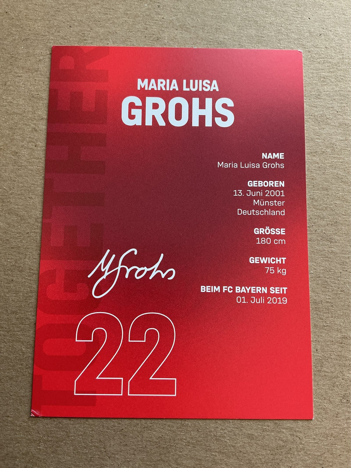 Maria Luisa Grohs, Germany 🇩🇪 FC Bayern München 2021/22 hand signed