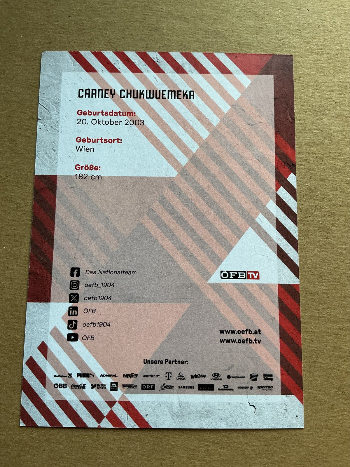 Carney Chukwuemeka, Austria 🇦🇹 FIFA World Cup 2026 hand signed