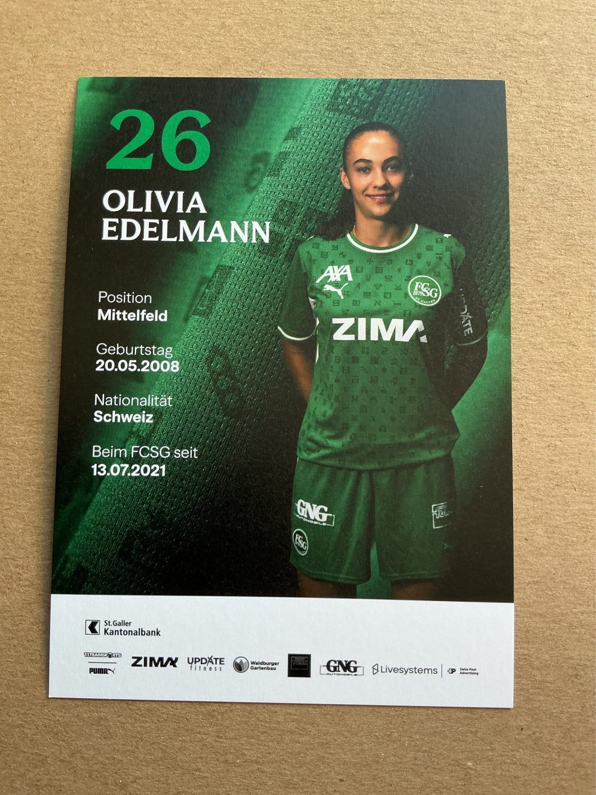 Olivia Edelmann, Switzerland 🇨🇠FC St. Gallen 2026/27 hand signed