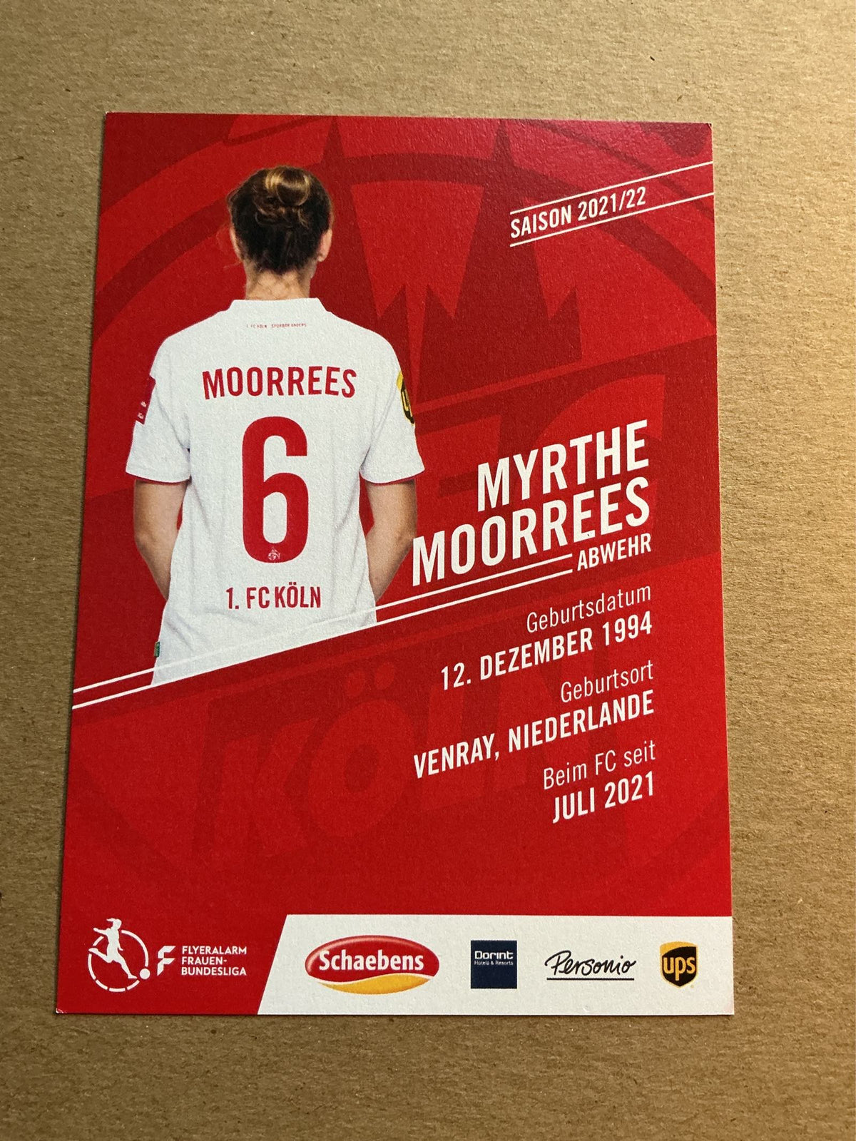 Myrthe Moorrees, Netherlands 🇳🇱 1.FC Köln 2021/22 hand signed