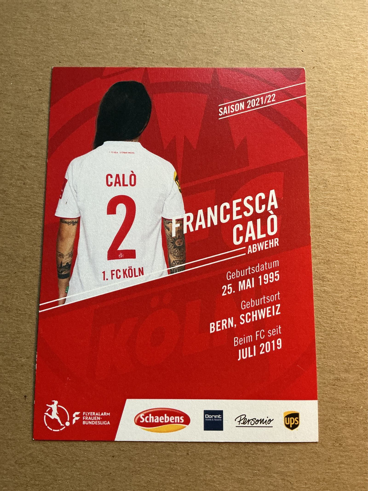 Francesca Calò, Switzerland 🇨🇭 1.FC Köln 2021/22 hand signed