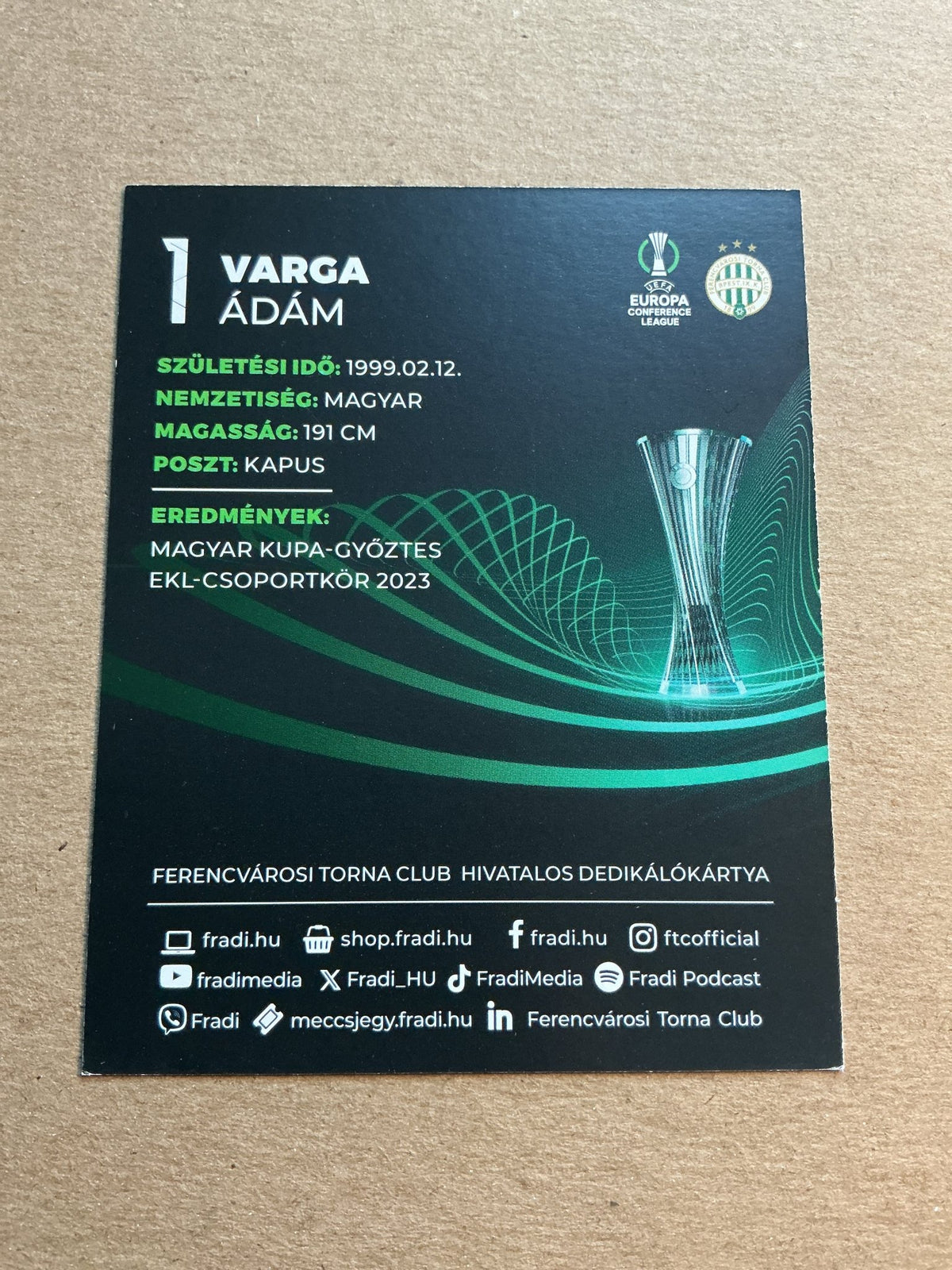 Ádám Varga, Hungary 🇭🇺 Ferencváros TC 2023/24 hand signed - Autographs-World
