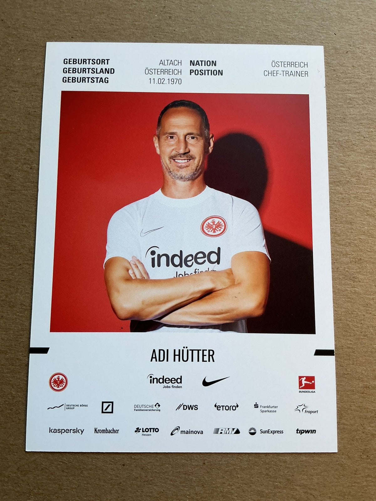 Adi Hütter, Austria 🇦🇹 Eintracht Frankfurt 2019/20 hand signed - Autographs-World