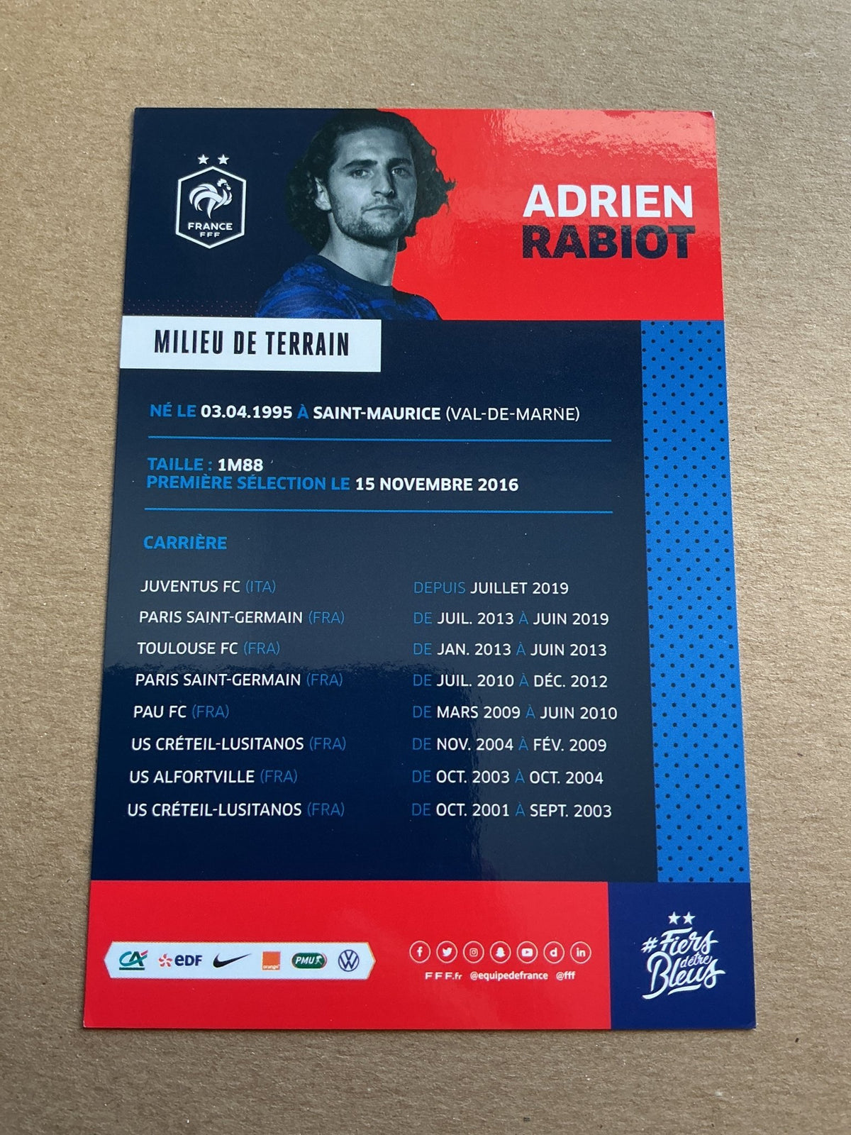 Adrien Rabiot, France 🇫🇷 UEFA Euro Cup 2020 hand signed - Autographs-World