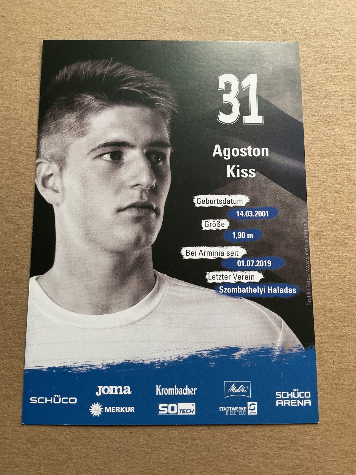 Ágoston Kiss, Hungary 🇭🇺 Arminia Bielefeld 2019/20 hand signed - Autographs-World