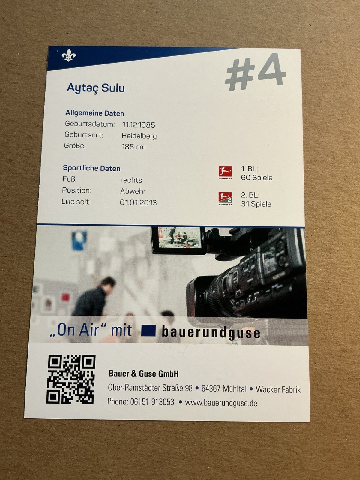 Ahtaç Sulu, Türkiye 🇹🇷 SV Darmstadt 98 2017/18 hand signed - Autographs-World