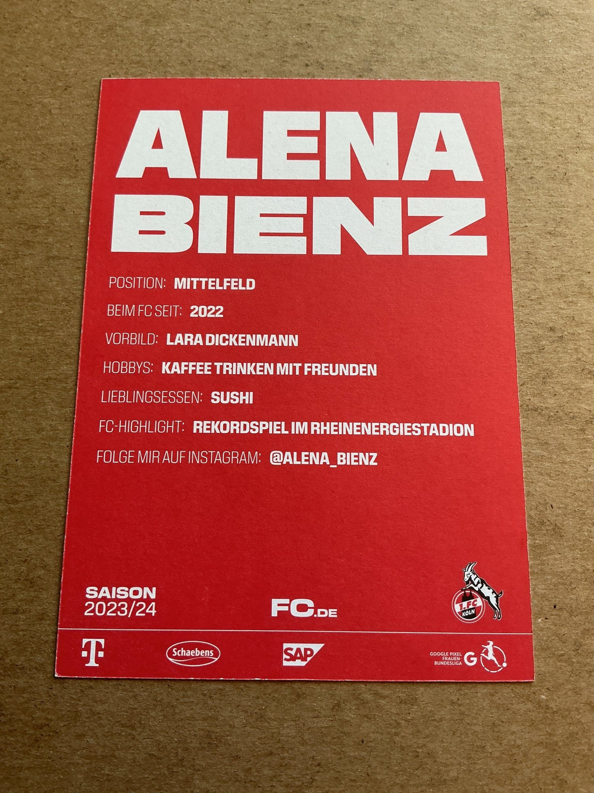 Alena Bienz, Switzerland 🇨🇭 1.FC Köln 2023/24 hand signed - Autographs-World