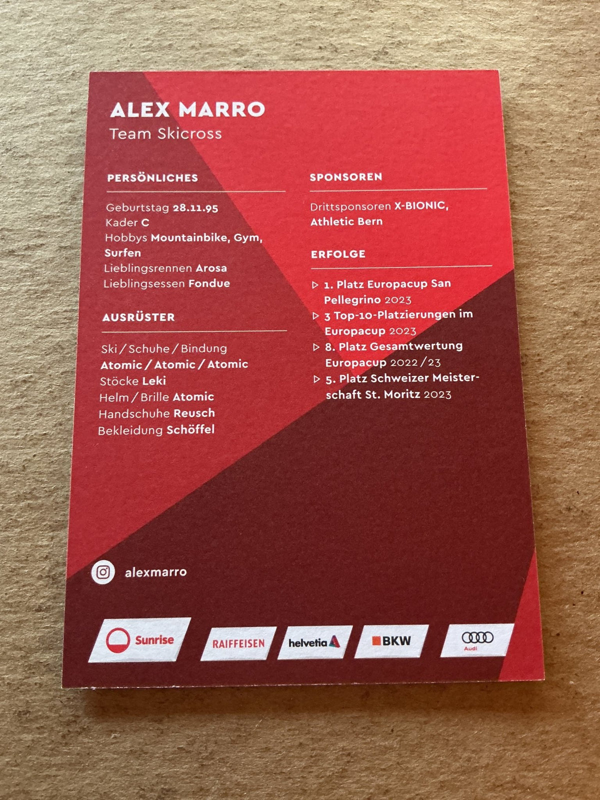 Alex Marro, Switzerland 🇨🇠Skicross 2023/24 hand signed - Autographs-World