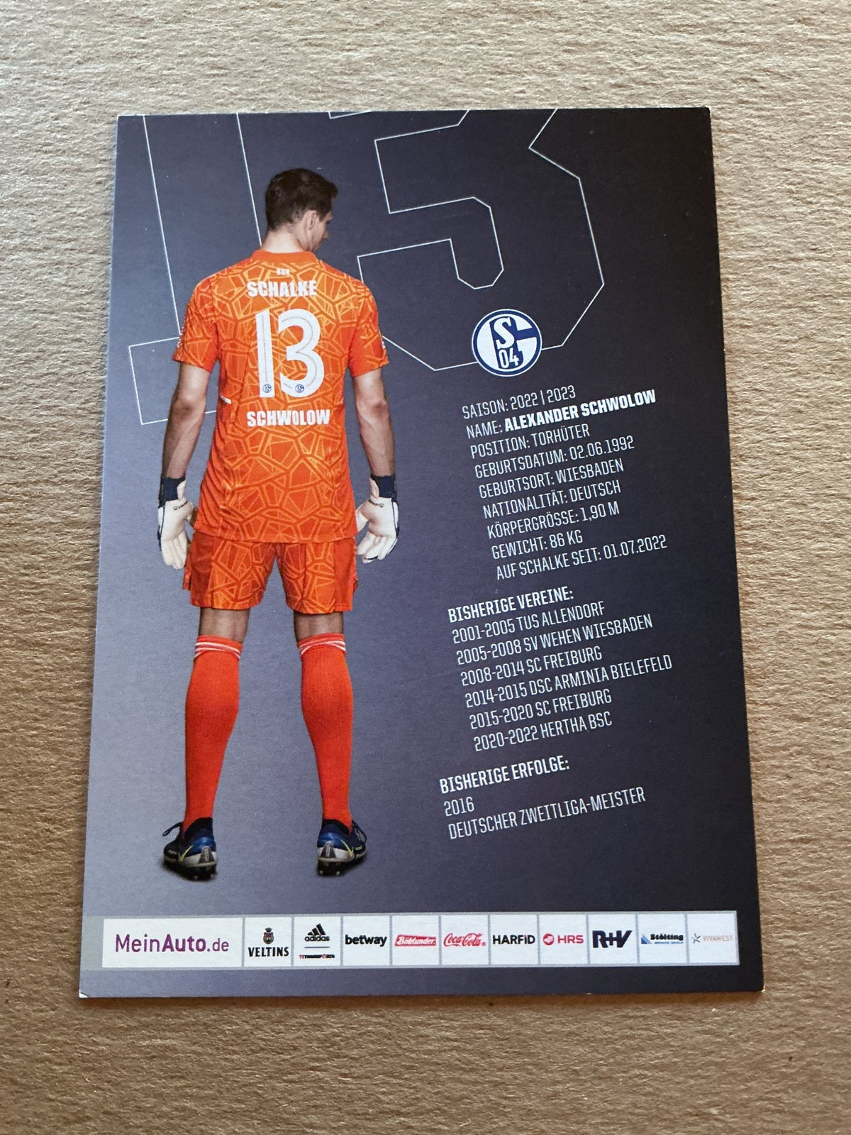 Alexander Schwolow, Germany 🇩🇪 FC Schalke 04 2022/23 hand signed - Autographs-World