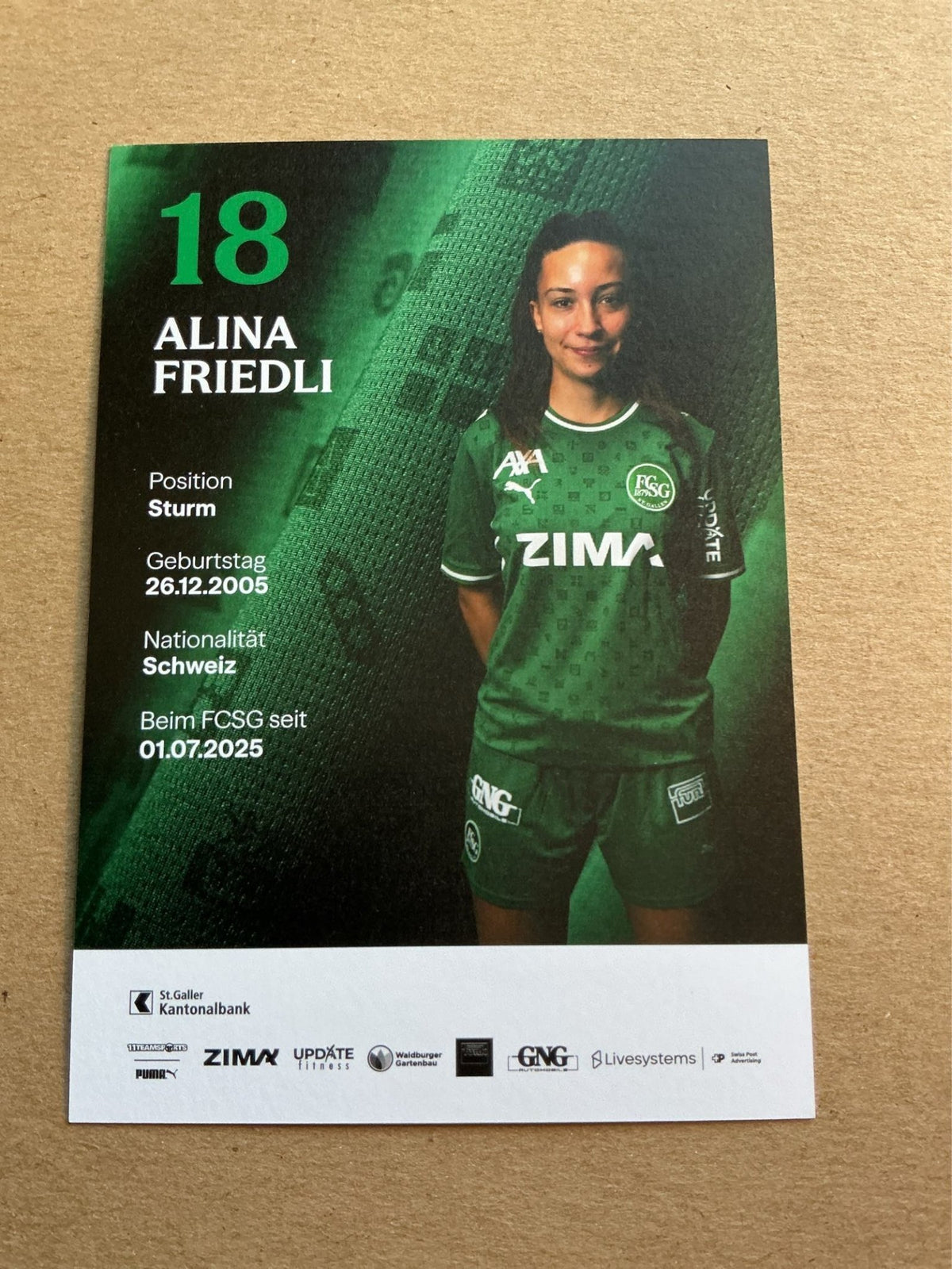 Alina Friedli, Switzerland 🇨🇠FC St. Gallen 2026/27 hand signed - Autographs-World