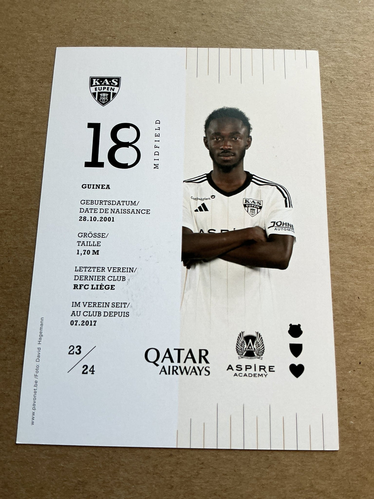 Amadou Keita, Guinea 🇬🇳 KAS Eupen 2023/24 hand signed - Autographs-World