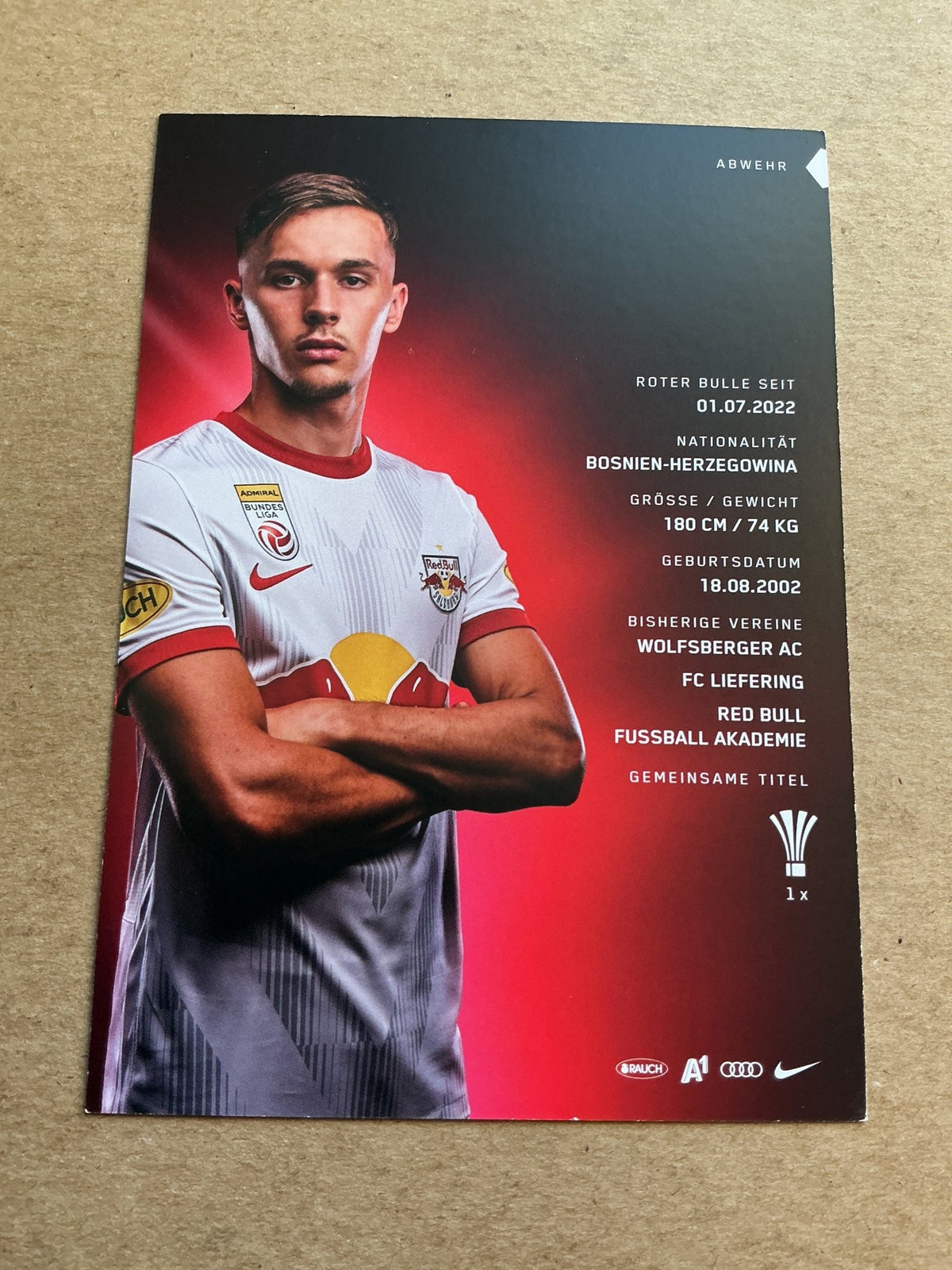Amar Dedić, Bosnia 🇧🇦 FC Red Bull Salzburg 2022/23 hand signed - Autographs-World