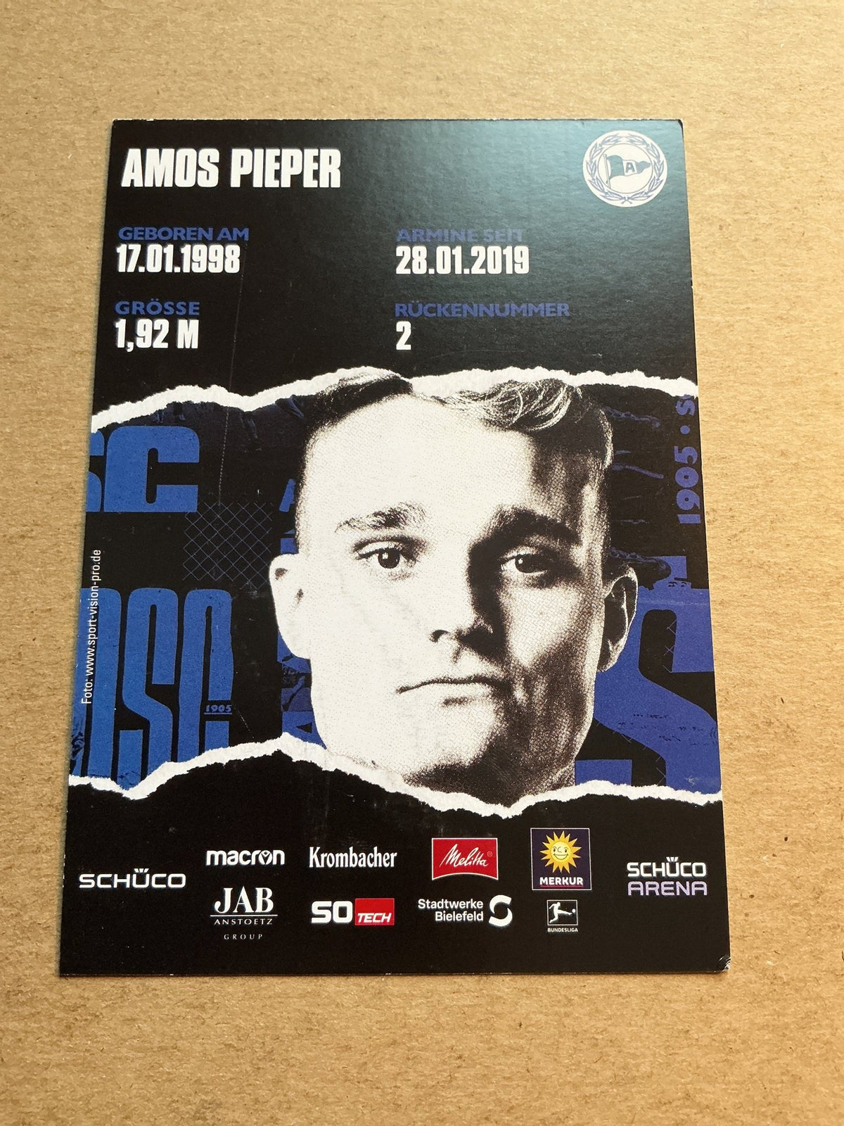 Amos Pieper, Germany 🇩🇪 Arminia Bielefeld 2021/22 hand signed - Autographs-World