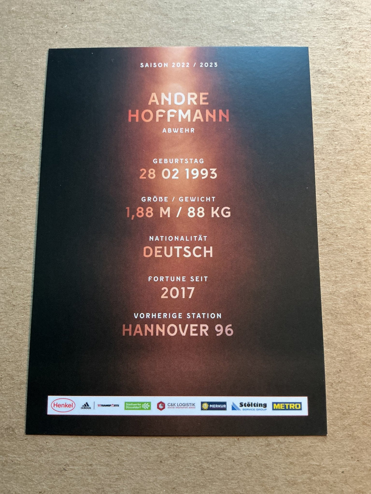 Andre Hoffmann, Germany 🇩🇪 Fortuna Düsseldorf 2022/23 hand signed - Autographs-World
