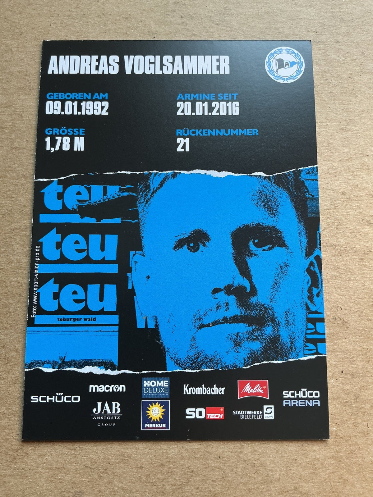 Andreas Voglsammer, Germany 🇩🇪 Arminia Bielefeld 2020/21 hand signed - Autographs-World