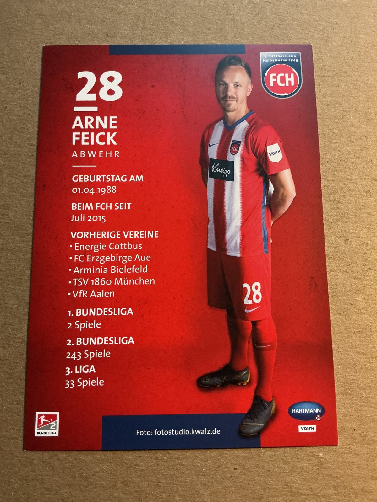 Arne Feick, Germany 🇩🇪 1.FC Heidenheim 2019/20 hand signed - Autographs-World