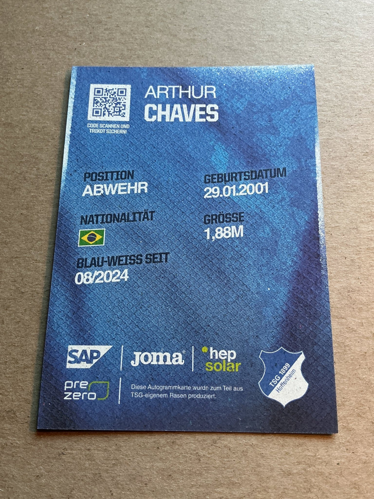 Arthur Chaves, Brazil 🇧🇷 TSG 1899 Hoffenheim 2024/25 hand signed - Autographs-World