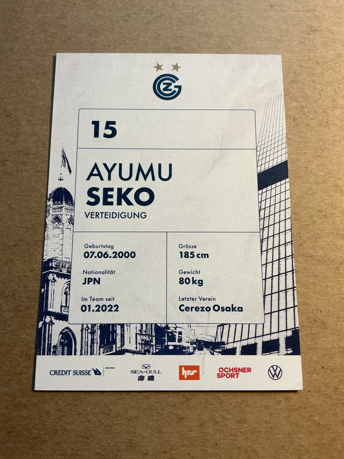 Ayumu Seko, Japan 🇯🇵 Grasshopper Zürich 2022/23 hand signed - Autographs-World