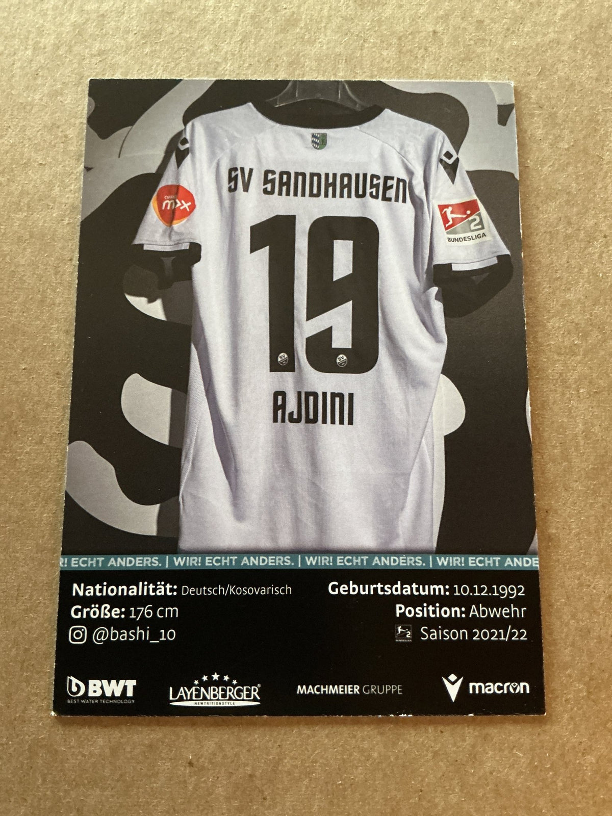 Bashkim Ajdini, Germany 🇩🇪 SV Sandhausen 2021/22 hand signed - Autographs-World
