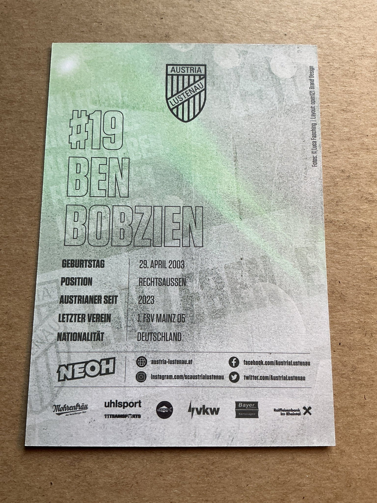 Ben Bobzien, Germany 🇩🇪 SC Austria Lustenau 2023/24 hand signed - Autographs-World