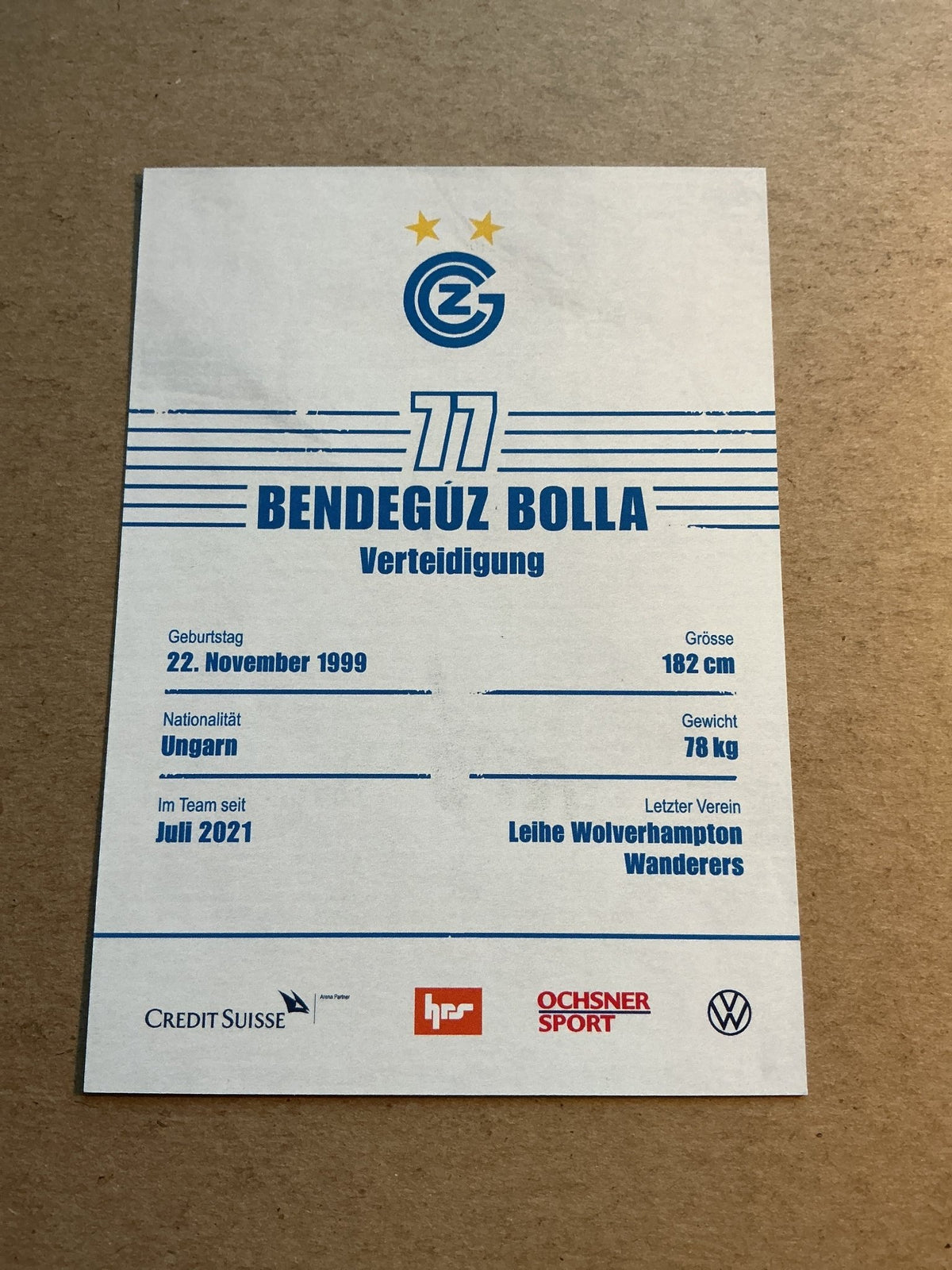 Bendegúz Bolla, Hungary 🇭🇺 Grasshopper Club Zürich 2021/22 hand signed - Autographs-World