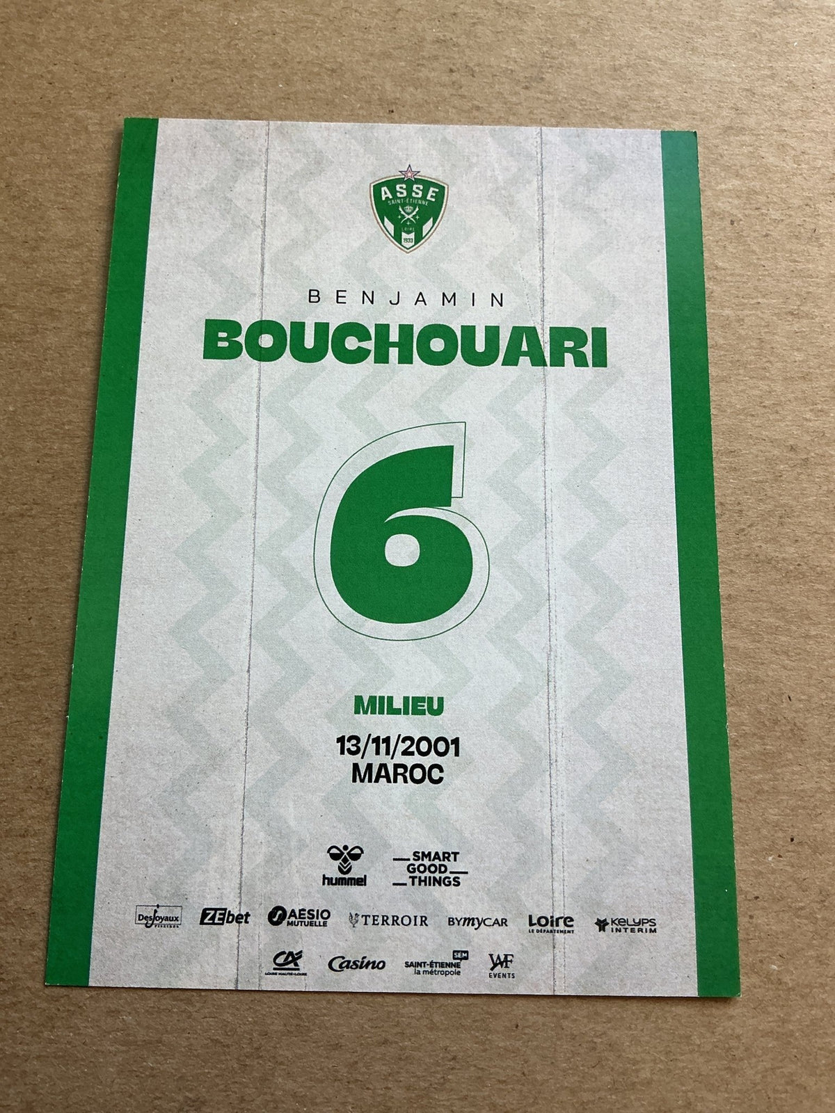Benjamin Bouchouari, Morocco π²π¦ AS Saint-Etienne 2023/24 hand signed - Autographs-World