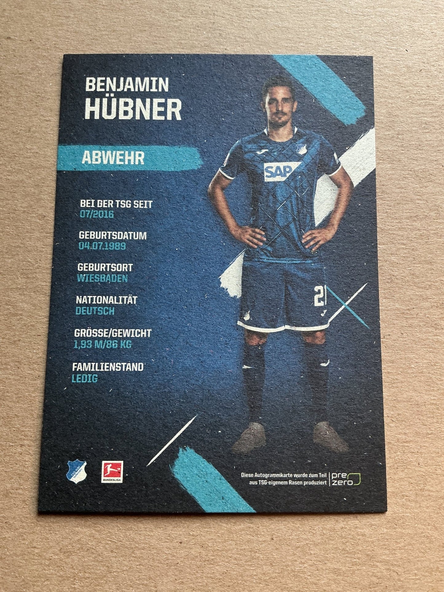 Benjamin Hübner, Germany 🇩🇪 TSG 1899 Hoffenheim 2019/20 hand signed - Autographs-World