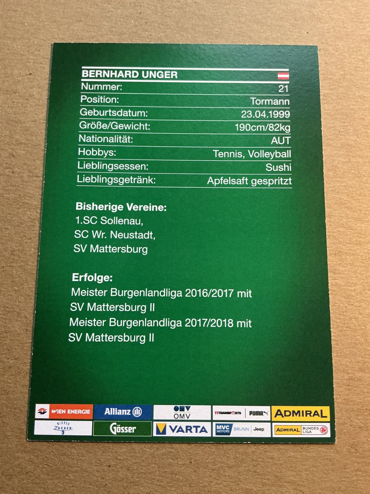Bernhard Unger, Austria 🇦🇹 Rapid Wien 2021/22 hand signed - Autographs-World
