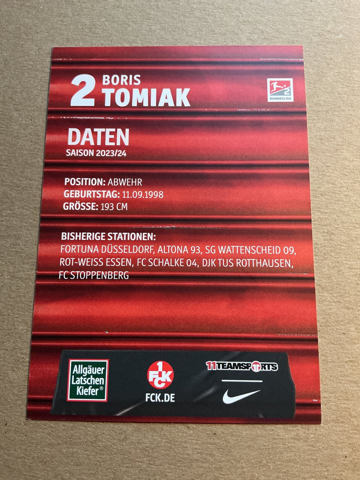 Boris Tomiak, Germany 🇩🇪 1.FC Kaiserslautern 2023/24 hand signed - Autographs-World