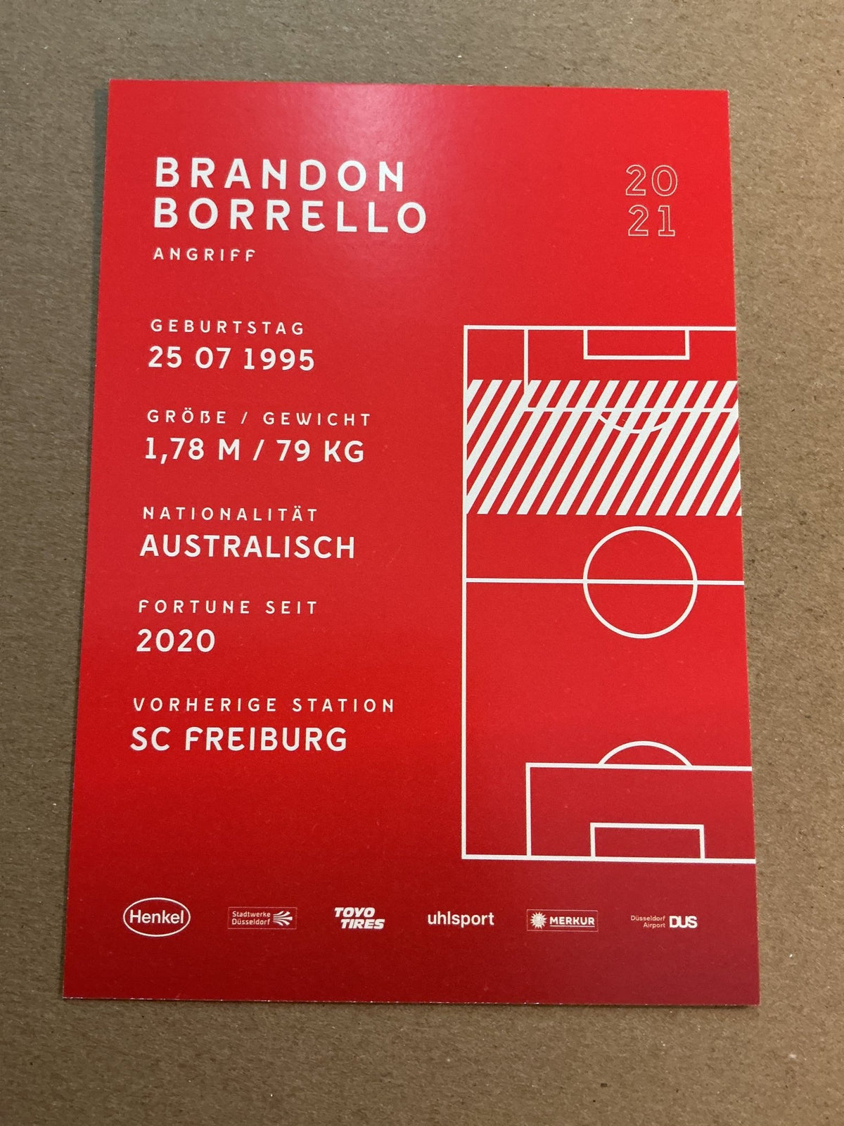 Brandon Borrello, Australia 🇦🇺 Fortuna Düsseldorf 2020/21 hand signed - Autographs-World