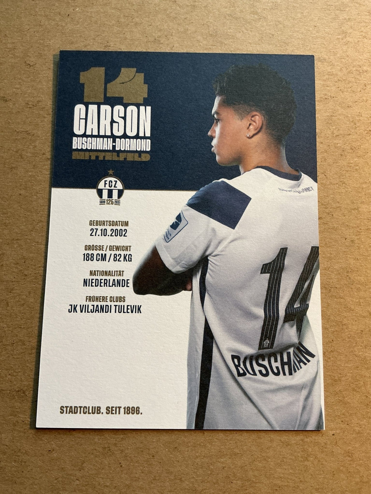 Carson Buschman-Dormond, Netherlands 🇳🇱 FC Zürich 2021/22 hand signed - Autographs-World