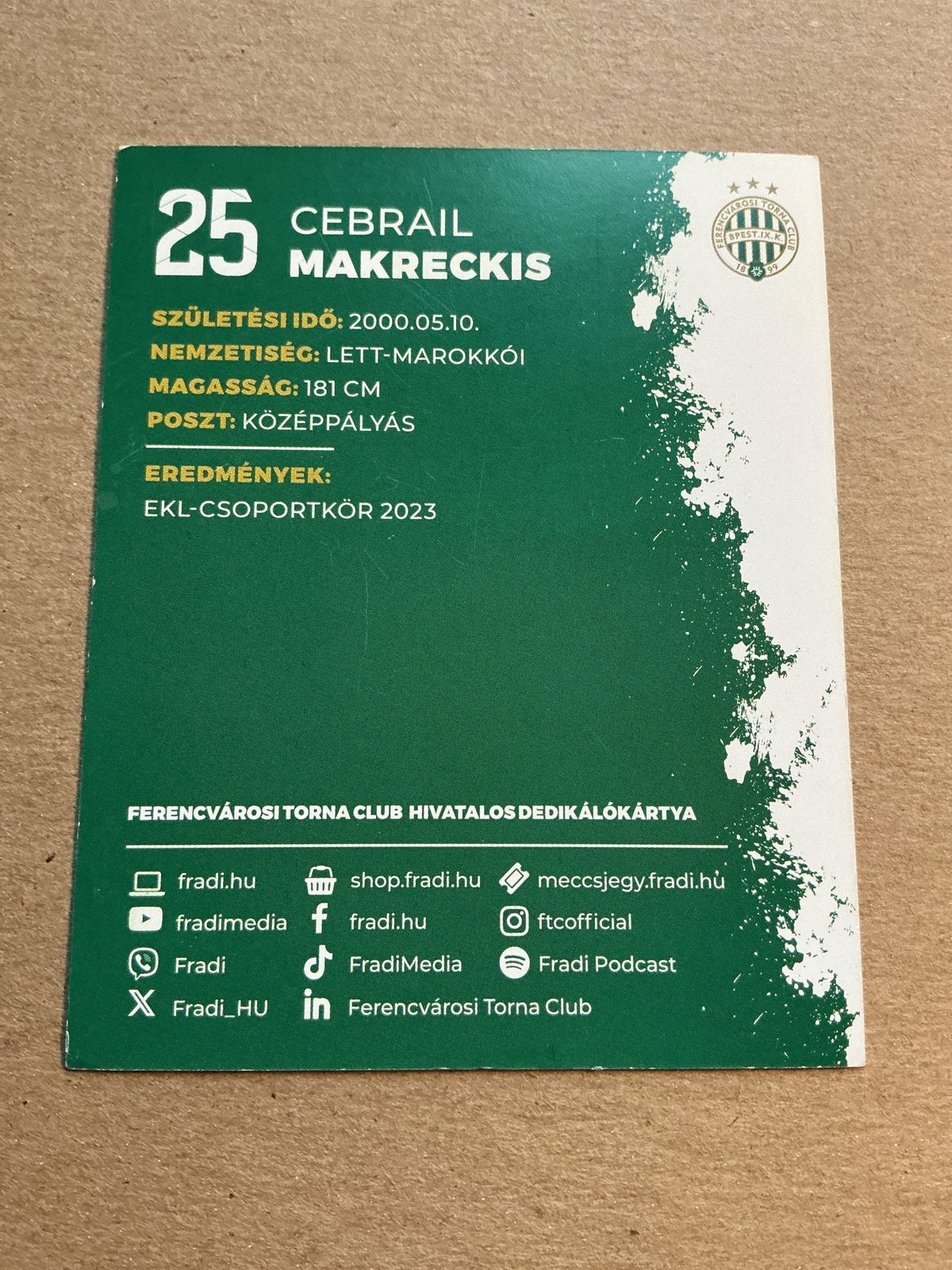 Cebrail Makreckis, Latvia 🇱🇻 Ferencváros TC 2023/24 hand signed - Autographs-World