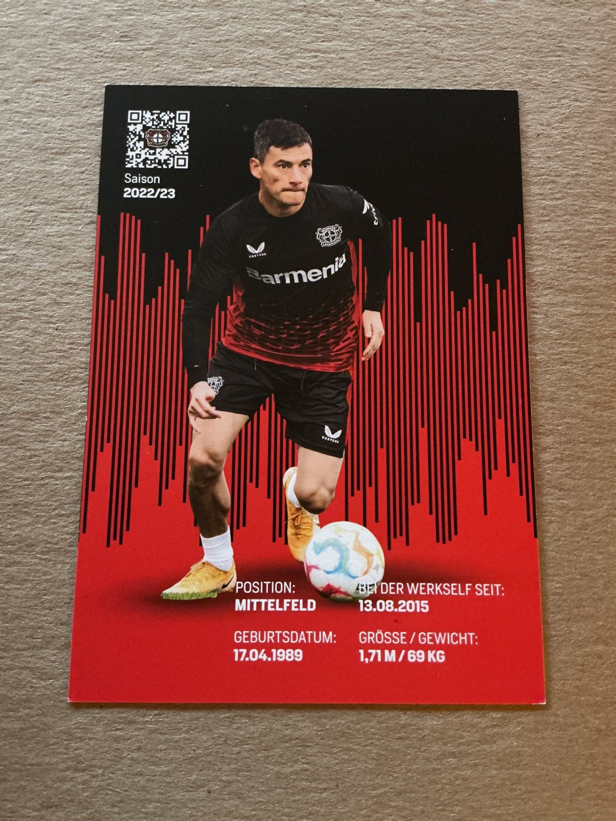 Charles Aránguiz, Chile 🇨🇱 Bayer 04 Leverkusen 2022/23 hand signed - Autographs-World