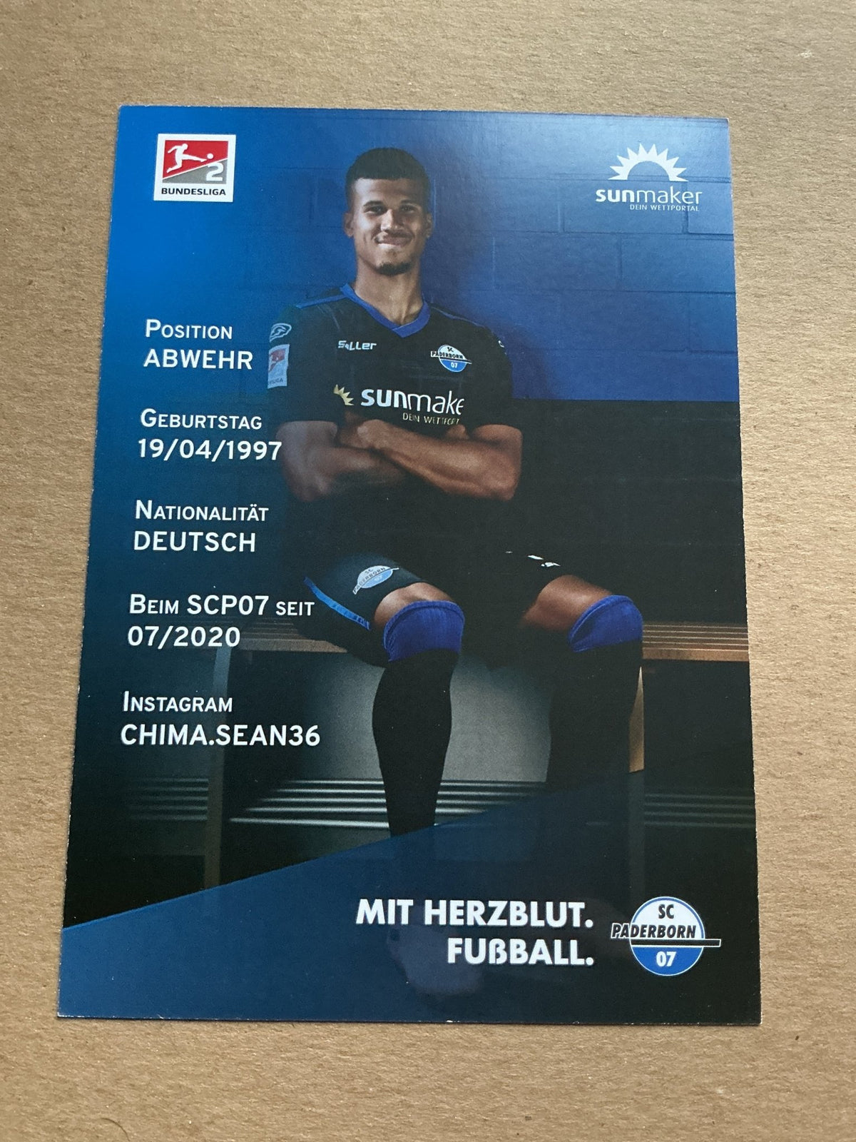 Chima Okoroji, Germany 🇩🇪 SC Paderborn 07 2020/21 hand signed - Autographs-World