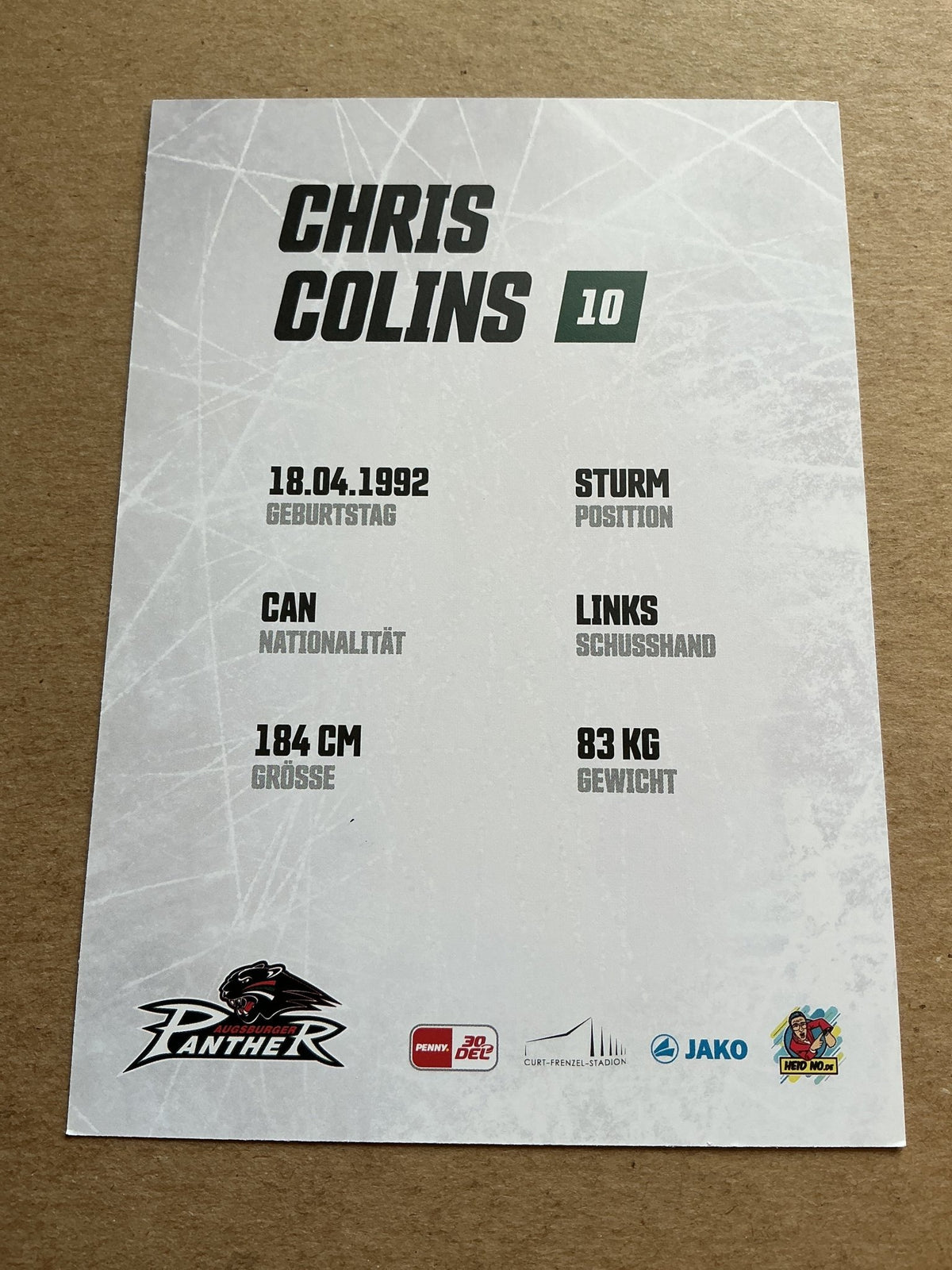 Chris Collins, Canada 🇨🇦 Augsburg Panther 2023/24 hand signed - Autographs-World