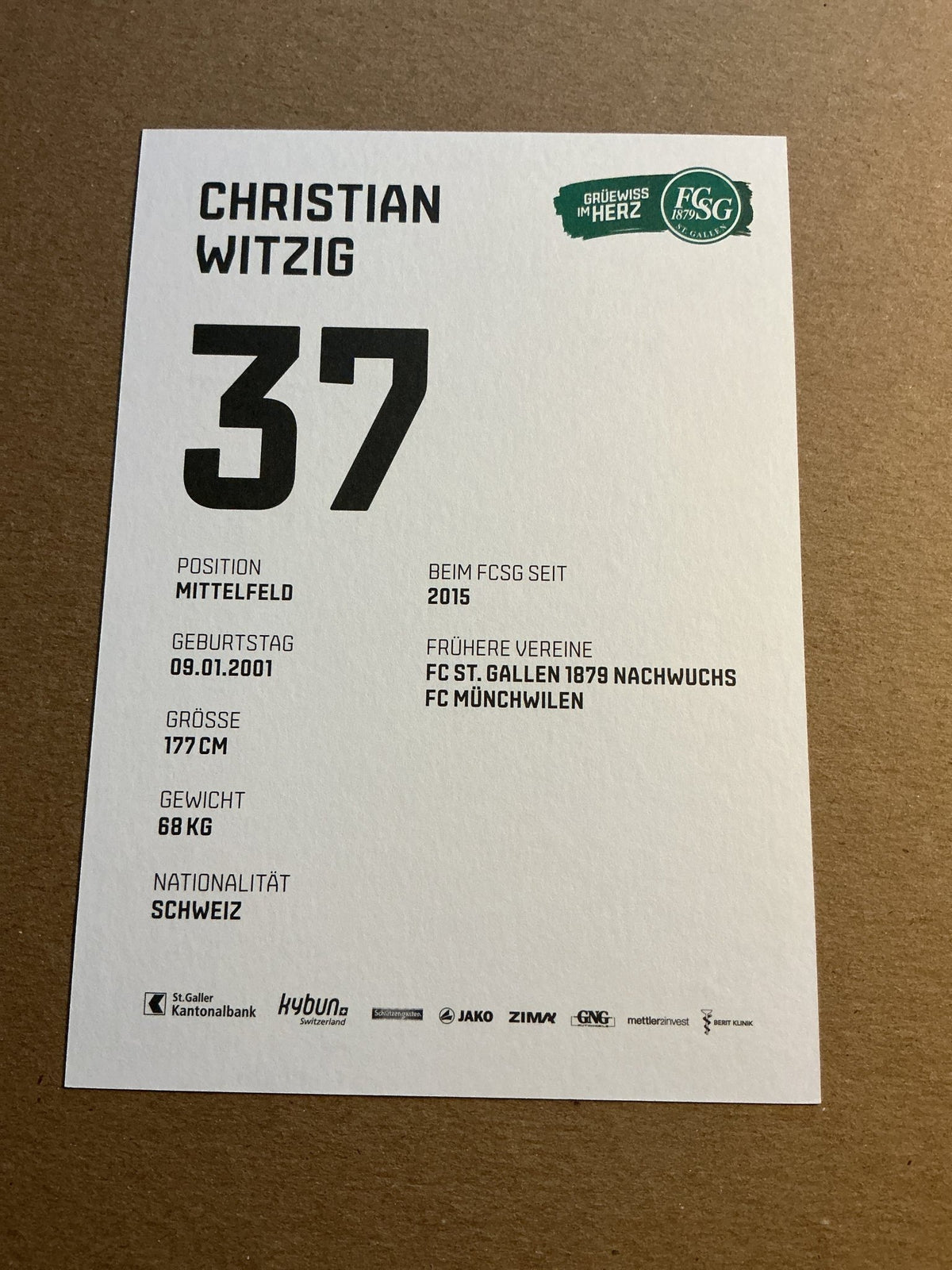 Christian Witzig, Switzerland 🇨🇠FC St. Gallen 2021/22 hand signed - Autographs-World