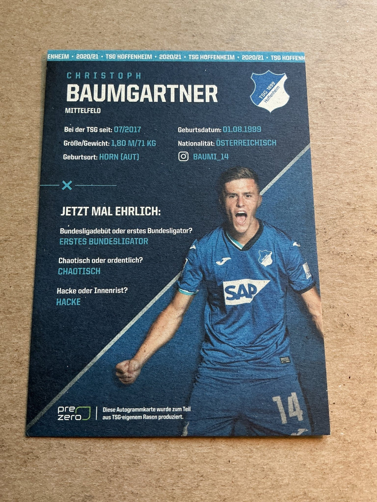 Christoph Baumgartner, Austria 🇦🇹 TSG 1899 Hoffenheim 2020/21 hand signed - Autographs-World